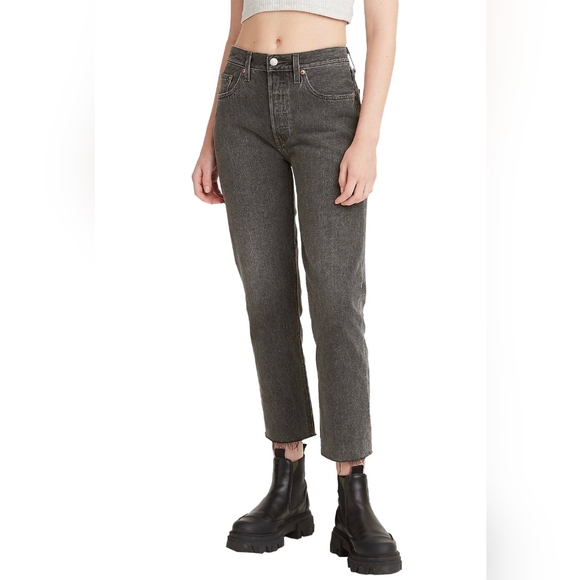 Levi's 501 High-Rise Cropped Straight Leg Jeans - Picture 1 of 9